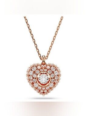 Swarovski Idyllia Heart Pendant Necklace - Crystals & Pearls, Rose Gold Finish